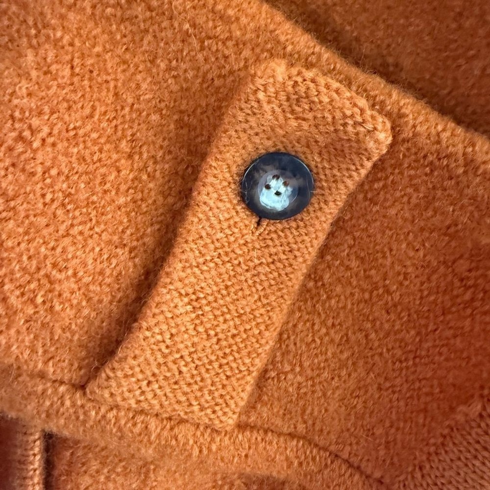 The J. Peterman Company 100% Wool double breasted jacket Medium Tangerine money - Picture 6 of 7